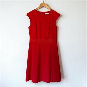 Tory Burch Megan A-Line Red Dress with Cap Sleeves Size 4